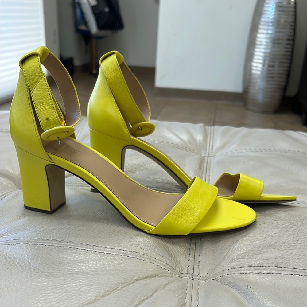 J. Crew Yellow Heeled Sandals with Block Heel